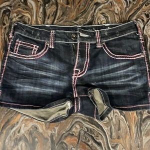 Cowgirl Tuff Skull embroidery shorts